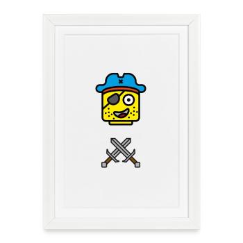 Pirate Enfants Jeu Épées Garçon Combat Boucanier - Affiche encadrée (27 × 37 cm) - blanc - Devant
