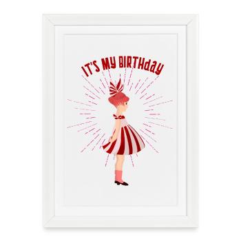 poupée birthday anniversaire mignon fille fille - Affiche encadrée (27 × 37 cm) - blanc - Devant