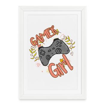 GAMER GIRL GAMING MOTIF POUR LES FEMMES FILLES GAMERIN - Affiche encadrée (27 × 37 cm) - blanc - Devant