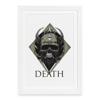 crâne mort metall lluminati Musique enfer gang de motards - Affiche encadrée (27 × 37 cm) - blanc - Devant