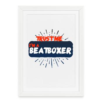 Beatbox beatboxer beat beat rythme vocal coeur - Affiche encadrée (27 × 37 cm) - blanc - Devant