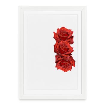 Roses, roses rouges, fleurs, fleurs, nature, plantes - Affiche encadrée (27 × 37 cm) - blanc - Devant