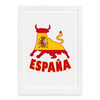 Taureau espagnol - Affiche encadrée (27 × 37 cm) - blanc - Devant