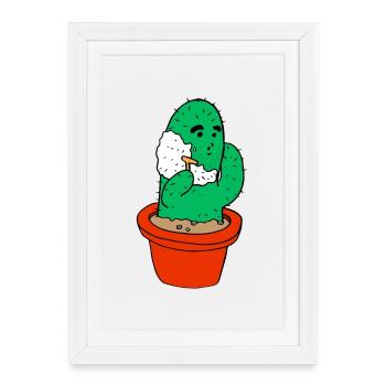Children's motif: cactus shaves - Framed poster (27 × 37 cm) - white - Front