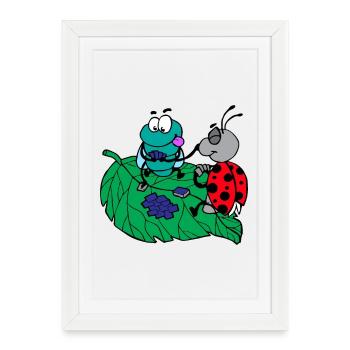 funny animals plants fruit vegetables children's motifs - Framed poster (27 × 37 cm) - white - Front
