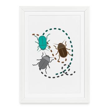 animaux drôles plantes fruits légumes enfants motifs - Affiche encadrée (27 × 37 cm) - blanc - Devant