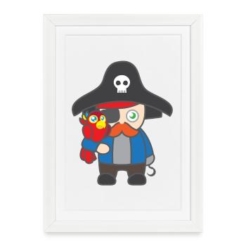 Children motive Shirtmotiv Pirate shirt pirate with macaw - Framed poster (27 × 37 cm) - white - Front