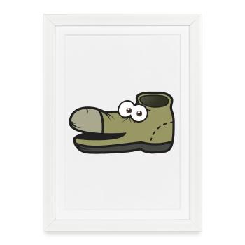 Kindershirt Schuhshirt Kindermotiv vieille chaussure - Affiche encadrée (27 × 37 cm) - blanc - Devant
