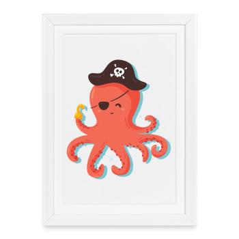 Pirate Octopus T-Shirt / A Pirate Squid - Framed poster (27 × 37 cm) - white - Front