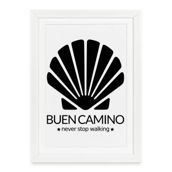 Buen Camino Saint Jacques de Compostelle - Affiche encadrée (27 × 37 cm) - blanc - Devant