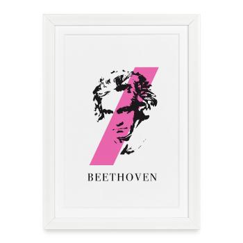 beethoven punk musique festival klassik compositeur ta - Affiche encadrée (27 × 37 cm) - blanc - Devant