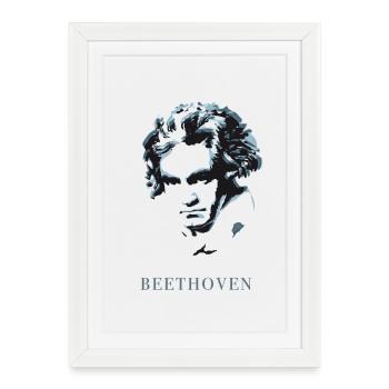 beethoven excentrique genie musique sourd compositeur f - Affiche encadrée (27 × 37 cm) - blanc - Devant