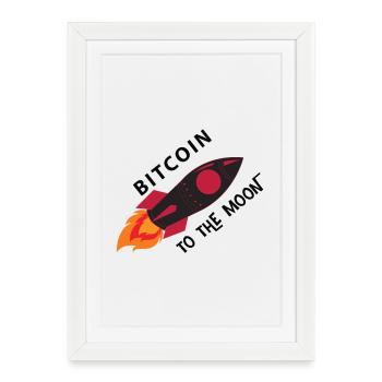 Bitcoin Rocket Moon - Affiche encadrée (27 × 37 cm) - blanc - Devant