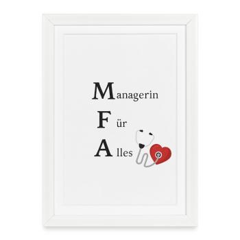 Gestionnaire pour tout! MFA / assistant médical - Affiche encadrée (27 × 37 cm) - blanc - Devant