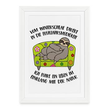 Paresse hibernation au printemps - Affiche encadrée (27 × 37 cm) - blanc - Devant