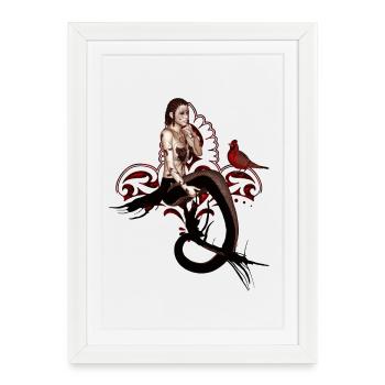 Wonderful dark mermaid sitting in a tree - Framed poster (27 × 37 cm) - white - Front