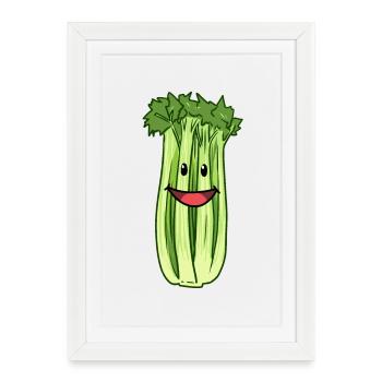 Celery Celery Celery Vegetables Healthy Vegans - Framed poster (27 × 37 cm) - white - Front