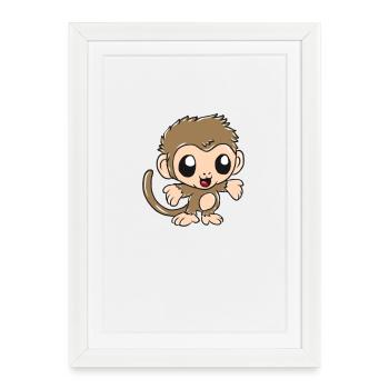 singe - Affiche encadrée (27 × 37 cm) - blanc - Devant