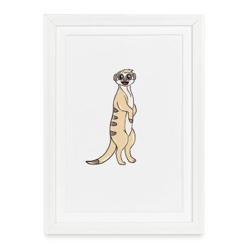Animal suricate - Affiche encadrée (27 × 37 cm) - blanc - Devant