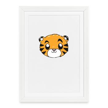 tigre - Affiche encadrée (27 × 37 cm) - blanc - Devant