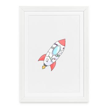 Fusée colorée en orbite - Affiche encadrée (27 × 37 cm) - blanc - Devant