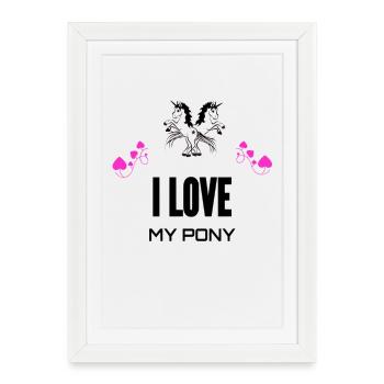 J'aime mon poney - Affiche encadrée (27 × 37 cm) - blanc - Devant