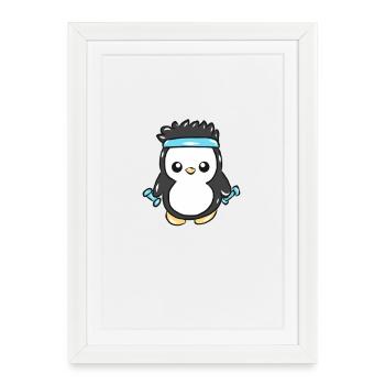Pingouin de remise en forme - Affiche encadrée (27 × 37 cm) - blanc - Devant