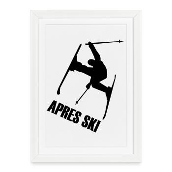 Ski, ski, ski, après-ski, freeski, hiver - Affiche encadrée (27 × 37 cm) - blanc - Devant