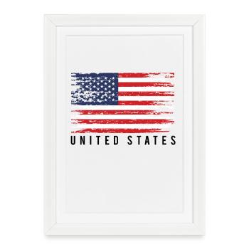 Drapeau Américain Distress - Affiche encadrée (27 × 37 cm) - blanc - Devant
