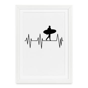 Surf Heartbeat – Surfer Silhouette - Framed poster (27 × 37 cm) - white - Front