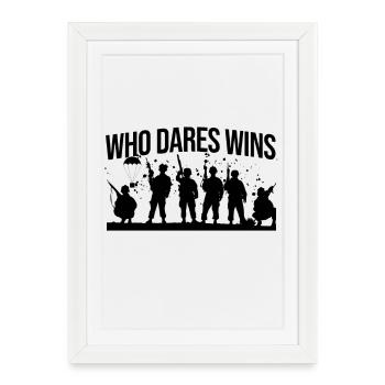 Qui ose gagne – Silhouettes militaires d’élite - Affiche encadrée (27 × 37 cm) - blanc - Devant