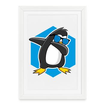 Pingouin dabbing - Affiche encadrée (27 × 37 cm) - blanc - Devant