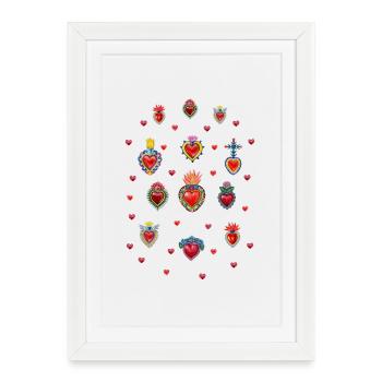 Sacrés Coeurs Mexicains # 1 - Affiche encadrée (27 × 37 cm) - blanc - Devant