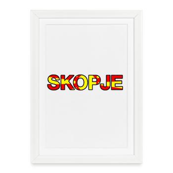Skopje Flag Motif - Framed poster (27 × 37 cm) - white - Front