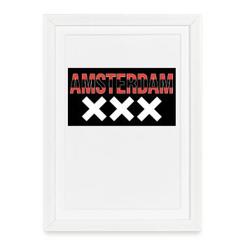 Amsterdam XXX Typographie en gras - Affiche encadrée (27 × 37 cm) - blanc - Devant