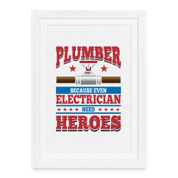 plombier - Affiche encadrée (27 × 37 cm) - blanc - Devant