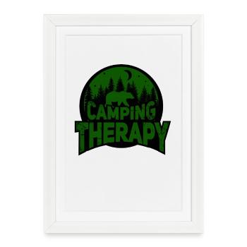 Cadeau de thérapie de nuit pour campeur dans la forêt - Affiche encadrée (27 × 37 cm) - blanc - Devant