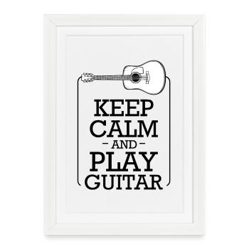 Art de ligne de guitare en noir - Affiche encadrée (27 × 37 cm) - blanc - Devant