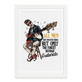 All Men Rock Bass Hero - Affiche encadrée (27 × 37 cm) - blanc - Devant