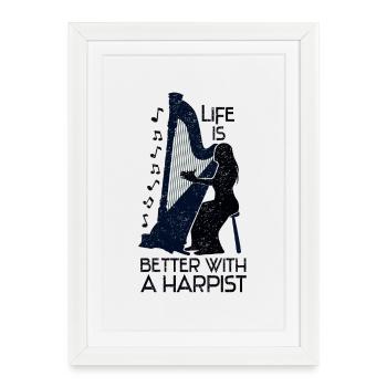 Harp - design - Framed poster (27 × 37 cm) - white - Front