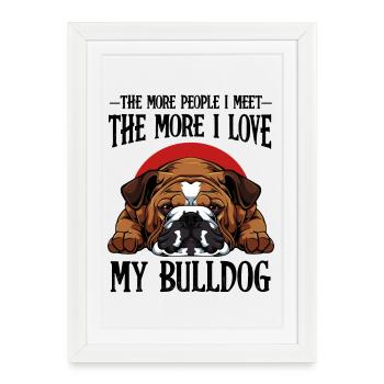 Bulldog head illustration red semicircle - Framed poster (27 × 37 cm) - white - Front