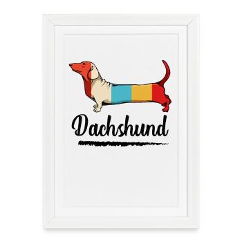 Colorful Dachshund Color Blocks - Framed poster (27 × 37 cm) - white - Front