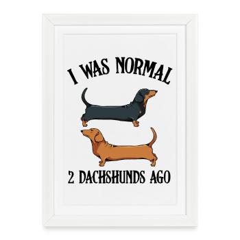 Dachshund Duo Contrast Silhouette - Framed poster (27 × 37 cm) - white - Front