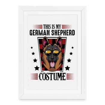 Sunglasses Shepherd Dog in Retro Look - Framed poster (27 × 37 cm) - white - Front