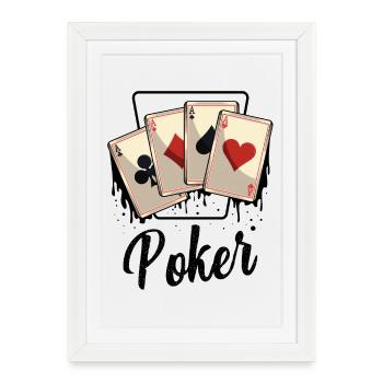 Design de cartes As de Quatre - Affiche encadrée (27 × 37 cm) - blanc - Devant