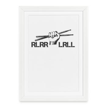 Drums Drummer Schlagzeuger - Single Paradiddle - Affiche encadrée (27 × 37 cm) - blanc - Devant