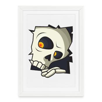 Crâne - Affiche encadrée (27 × 37 cm) - blanc - Devant