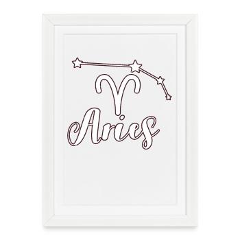 Widder Sternzeichen - Gerahmtes Poster (27 × 37 cm) - Weiß - Vorne