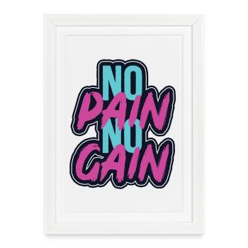 Citation motivante pour la salle de sport No Pain No Gain - Affiche encadrée (27 × 37 cm) - blanc - Devant