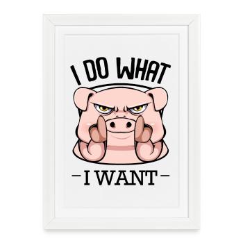 Des cochons en colère pointant du doigt - Affiche encadrée (27 × 37 cm) - blanc - Devant